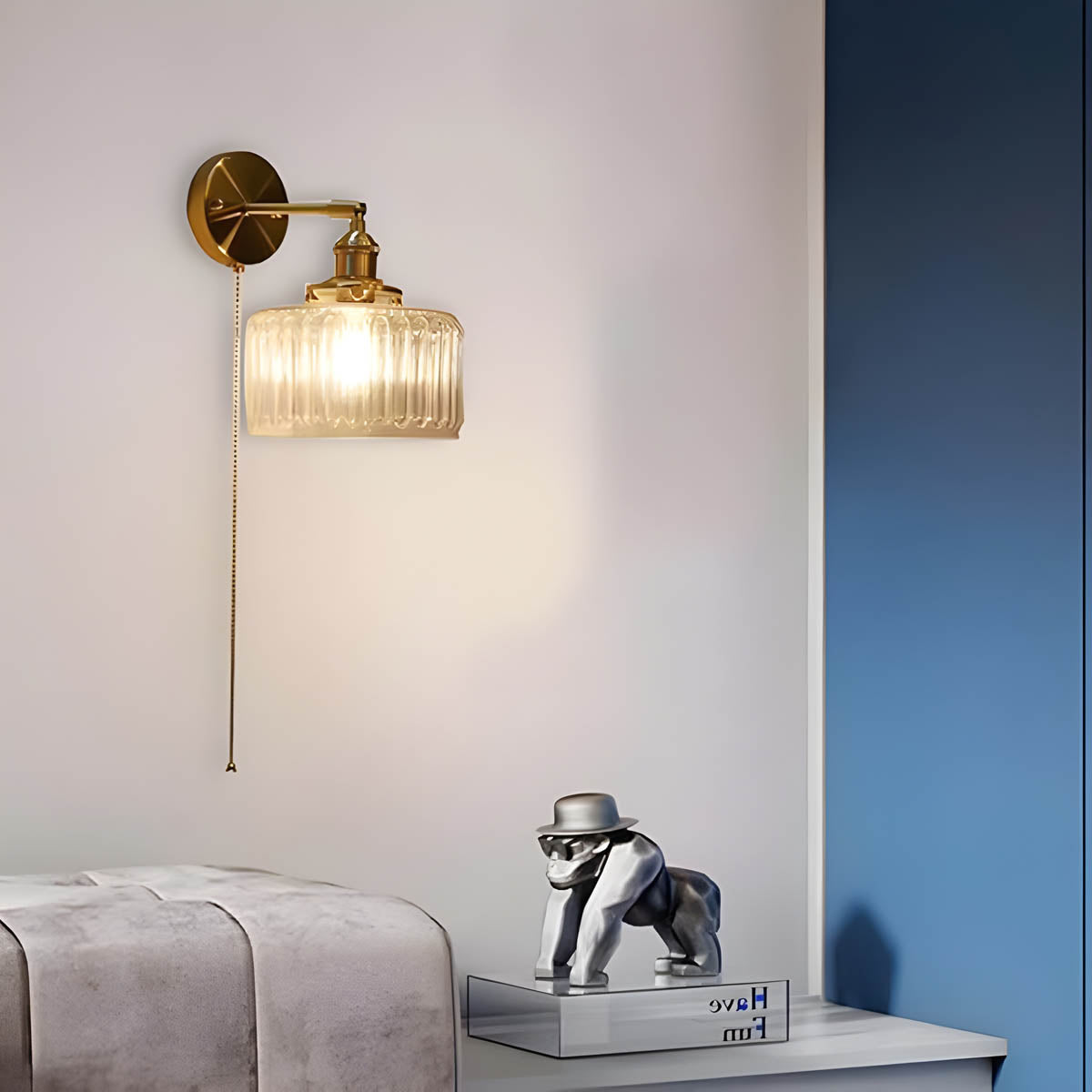 Marlow Drop Glass Ribbed Wall Sconce — gallery image 4