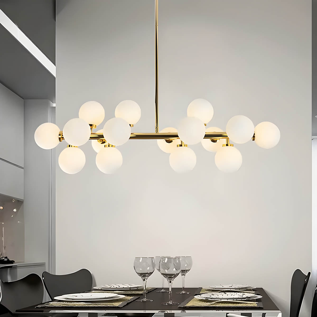 Birch Drop Glass Linear Chandelier — gallery image 6