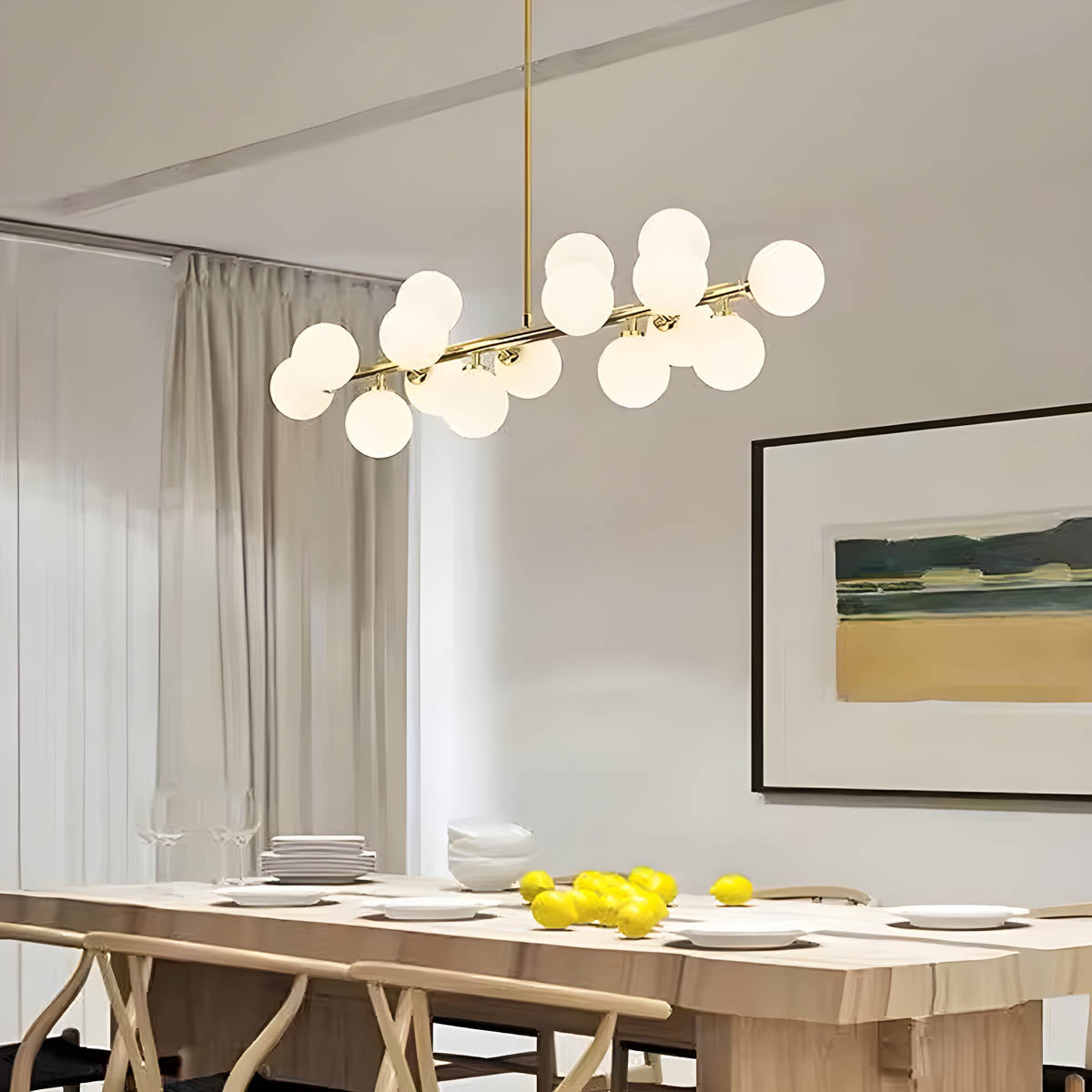 Birch Drop Glass Linear Chandelier — gallery image 14