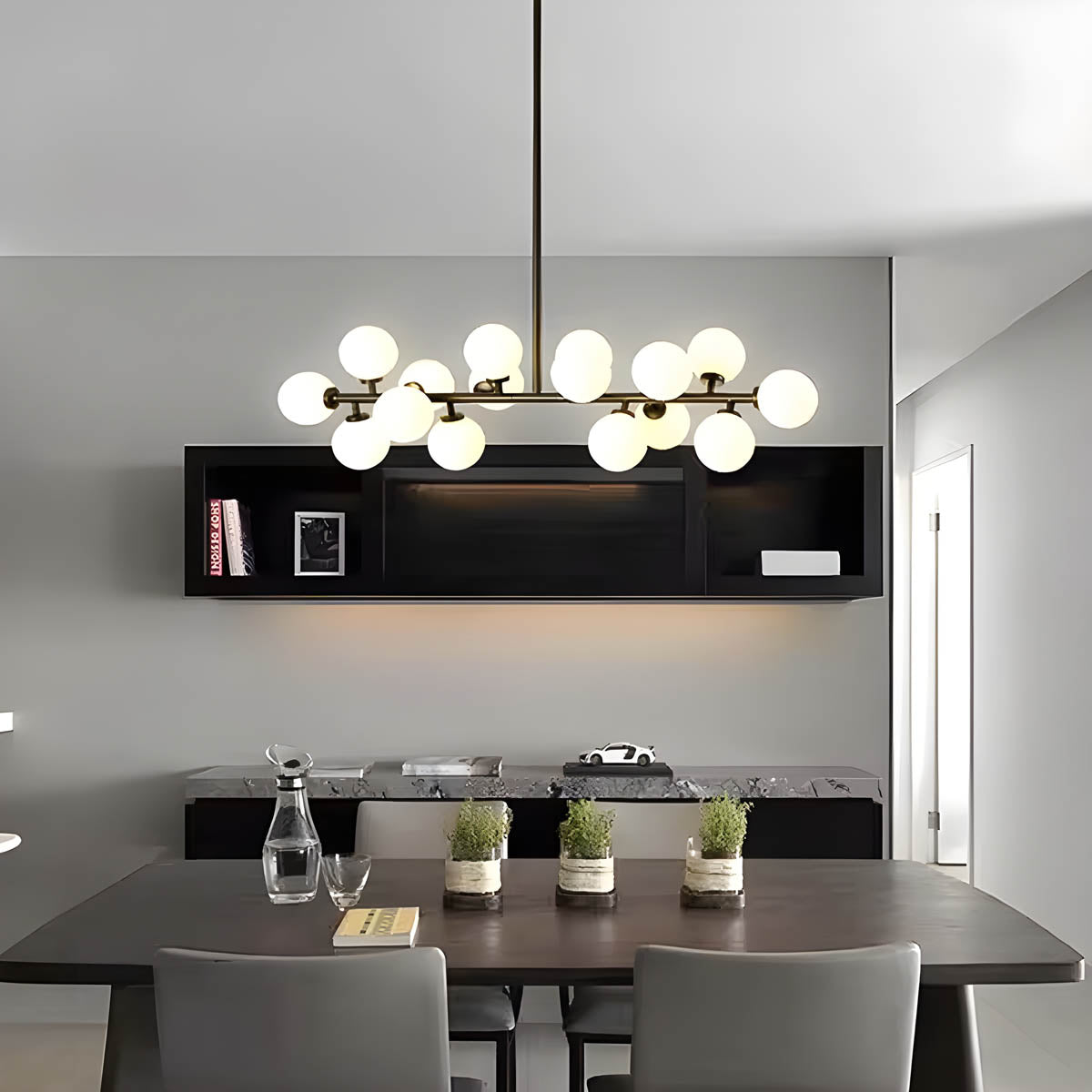 Birch Drop Glass Linear Chandelier — gallery image 4