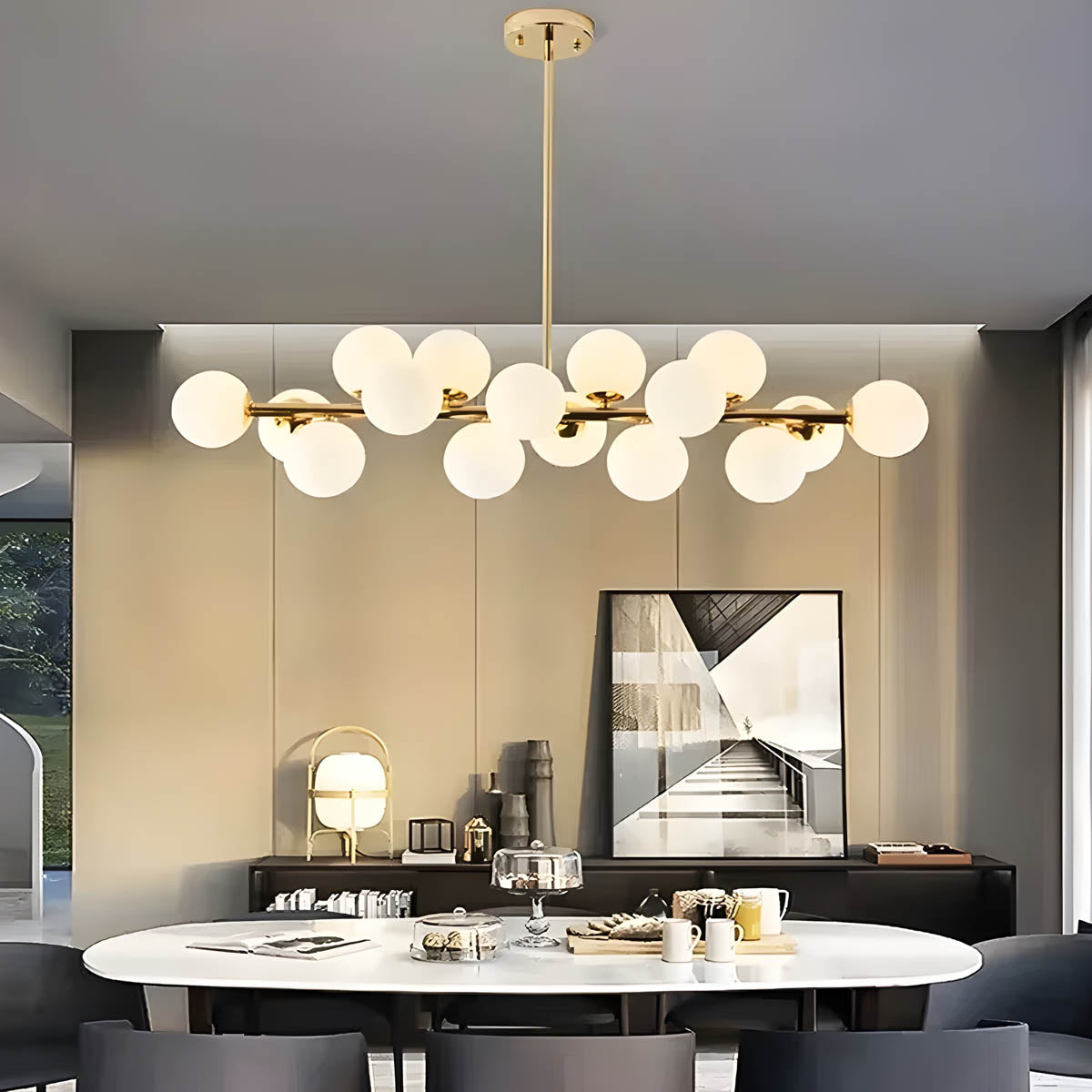Birch Drop Glass Linear Chandelier — gallery image 8