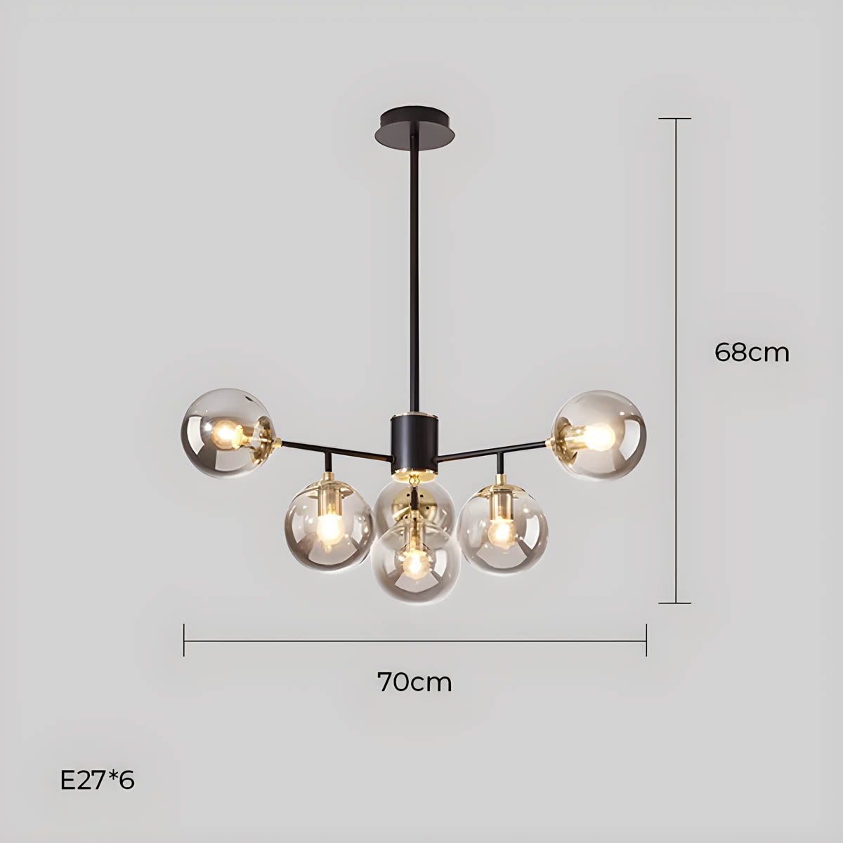 Lindenwood Drop Glass Globe Chandelier — gallery image 17