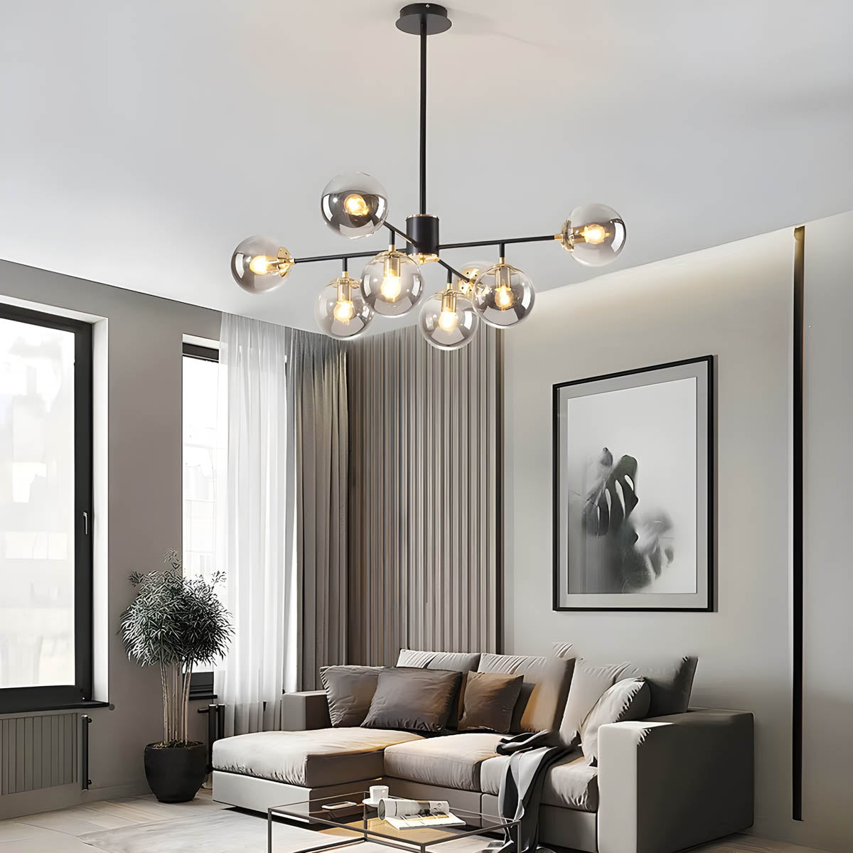 Lindenwood Drop Glass Globe Chandelier — gallery image 2