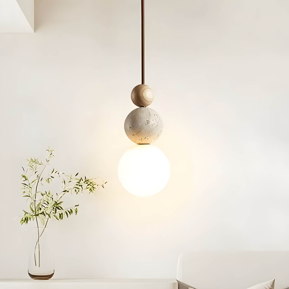 Elmwood Drop Travertine Pendant Light — gallery image 3