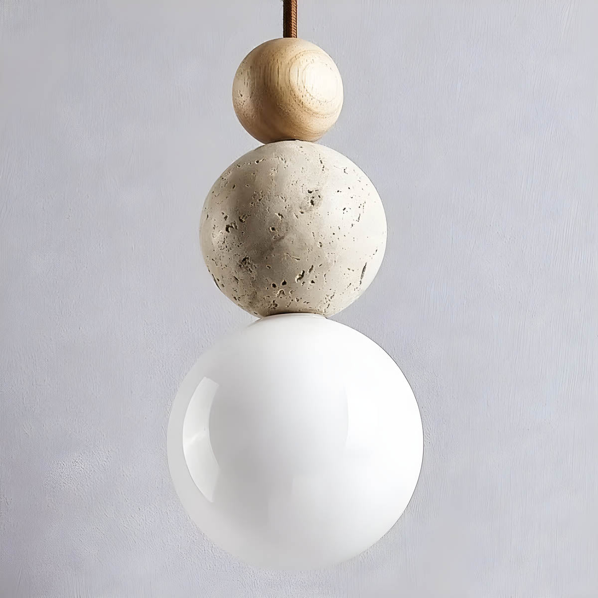 Elmwood Drop Travertine Pendant Light — gallery image 7
