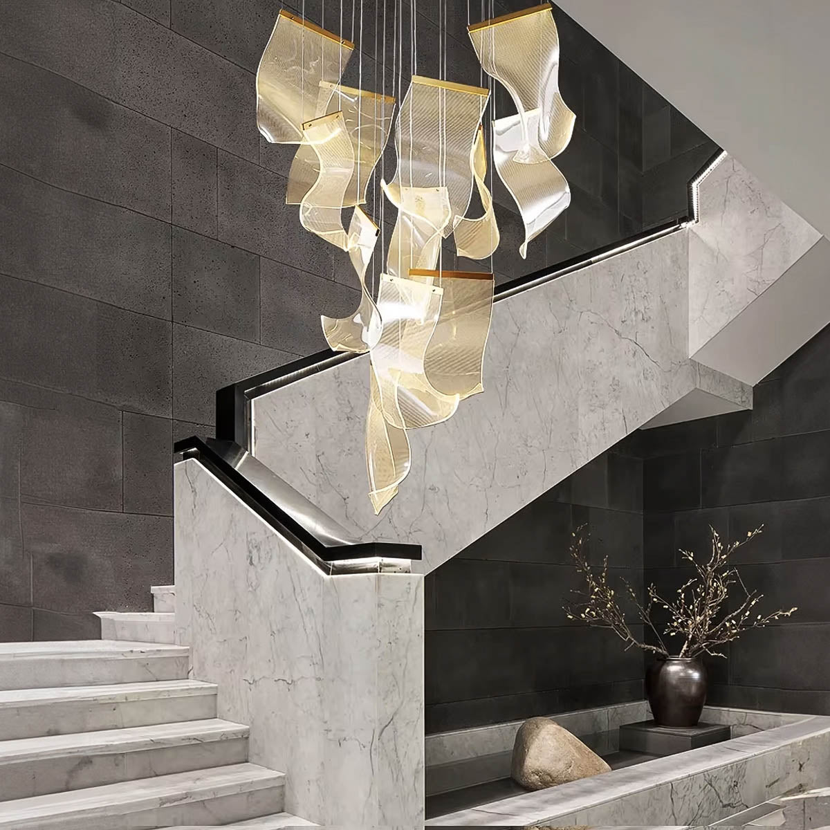 Laurelwood Drop Stainless Steel Chandelier — gallery image 5