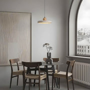 Langford Drop Travertine Ring Pendant Light — gallery image 2