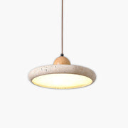 Langford Drop Travertine Ring Pendant Light — gallery image 1