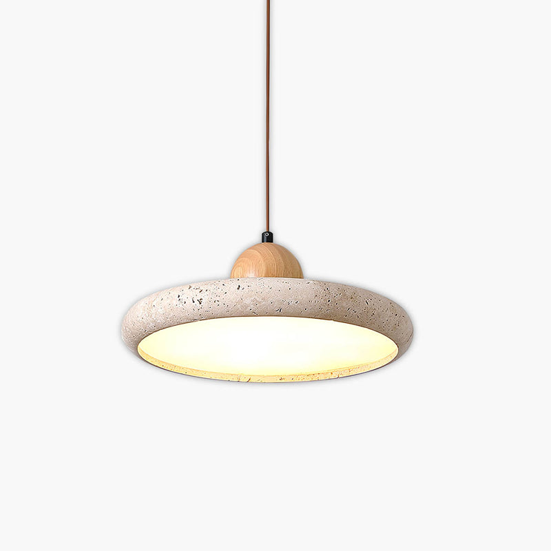 Langford Drop Travertine Ring Pendant Light — gallery image 1
