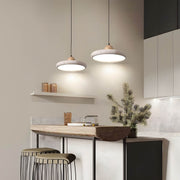 Langford Drop Travertine Ring Pendant Light — gallery image 6