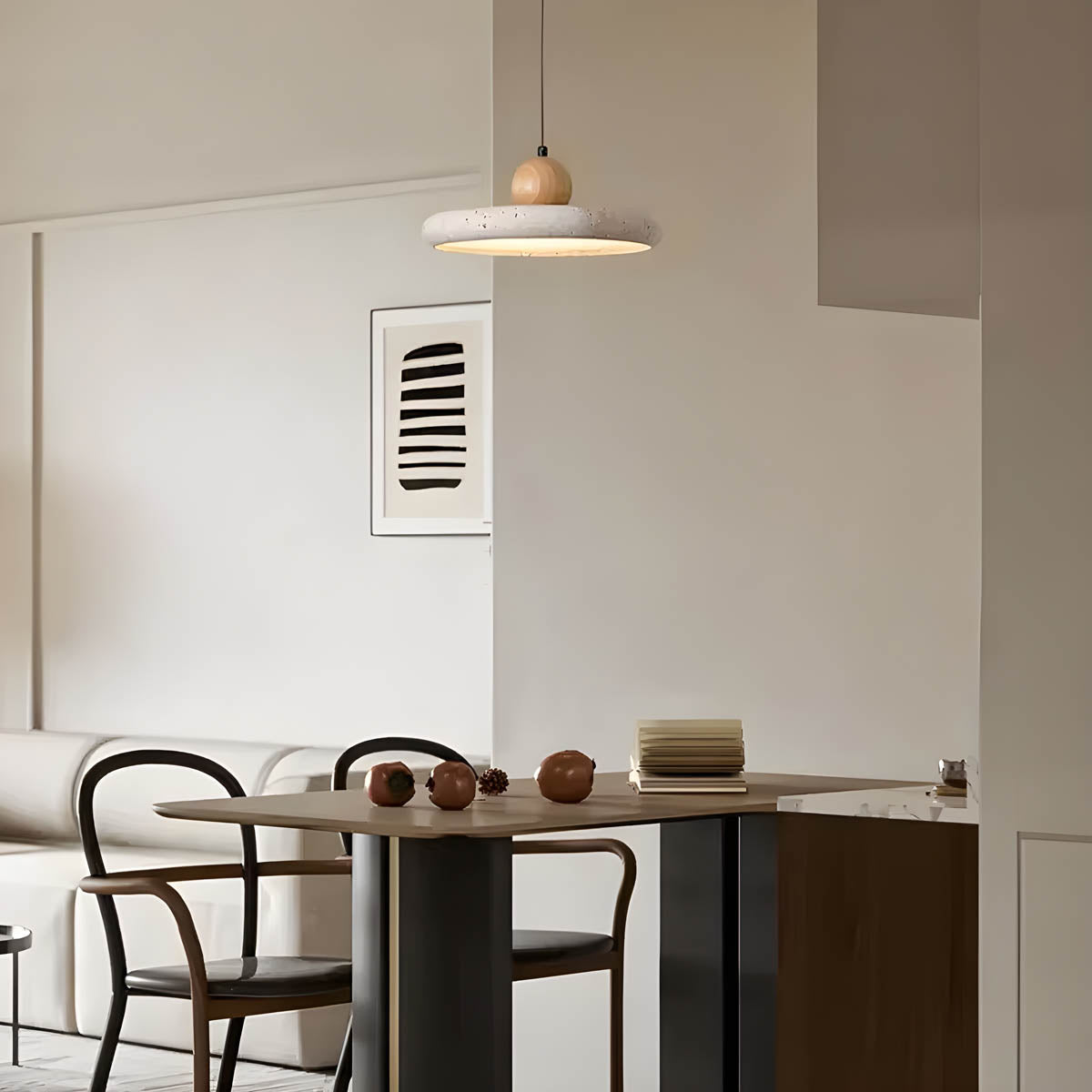 Langford Drop Travertine Ring Pendant Light — gallery image 10