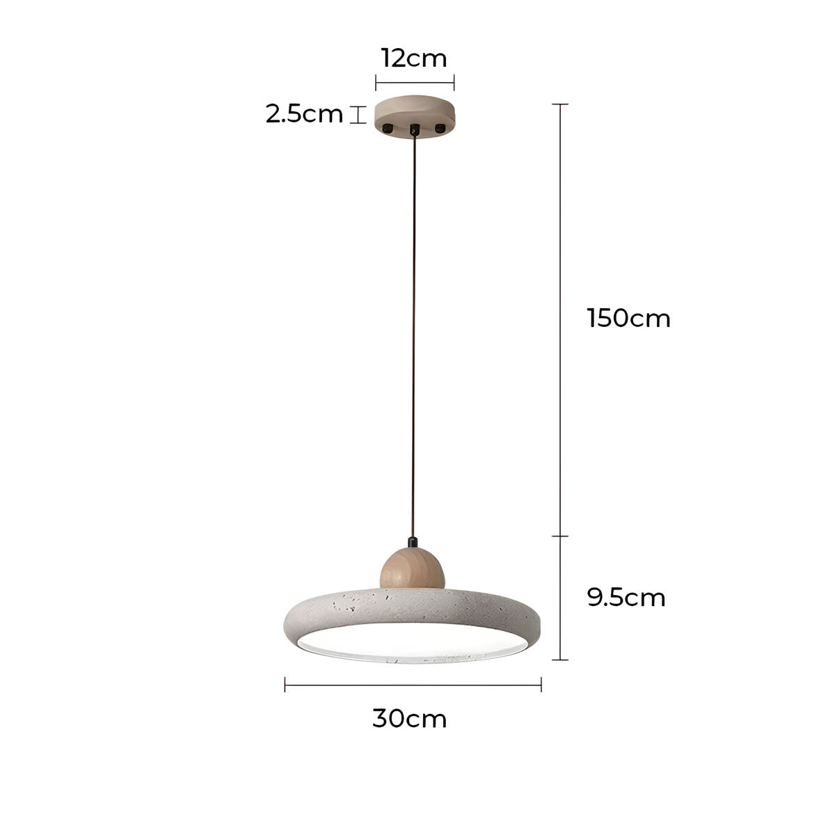 Langford Drop Travertine Ring Pendant Light — gallery image 14