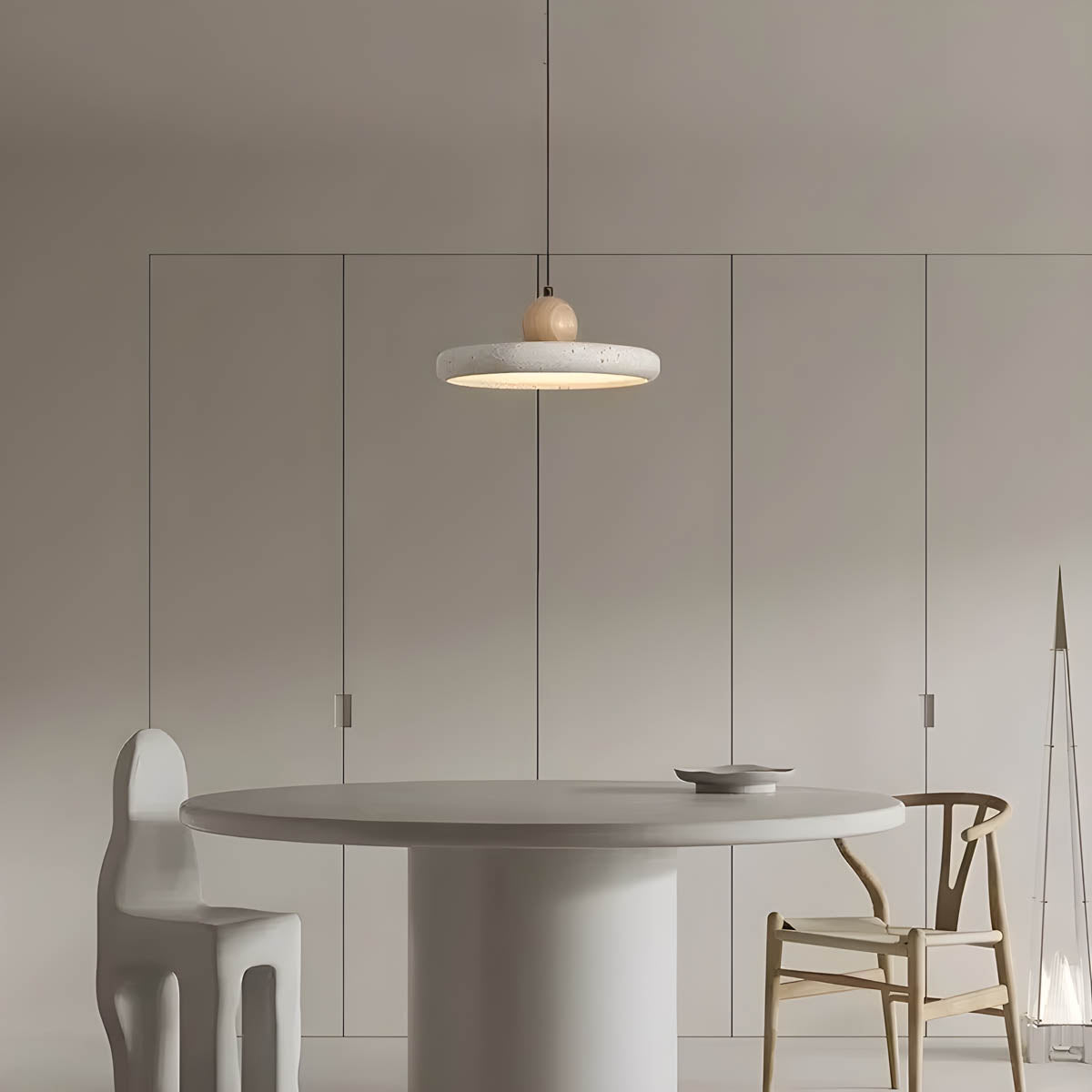 Langford Drop Travertine Ring Pendant Light — gallery image 5