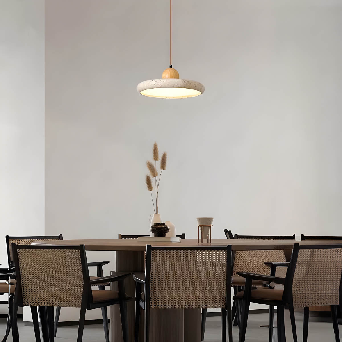 Langford Drop Travertine Ring Pendant Light — gallery image 7