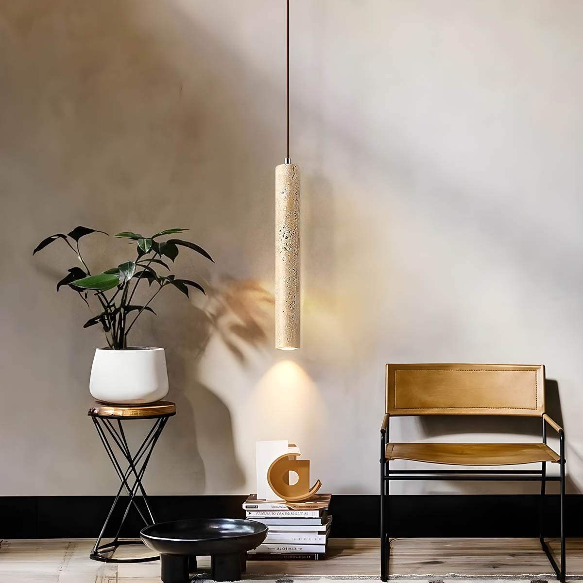 Mossley Drop Travertine Pendant Light — gallery image 3
