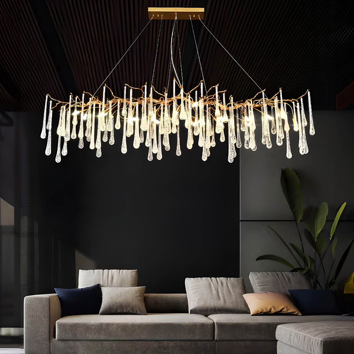 Rosewood Drop Crystal Branch Chandelier — gallery image 4