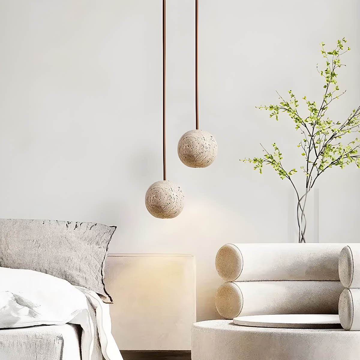 Wickham Drop Travertine Pendant Light — gallery image 2