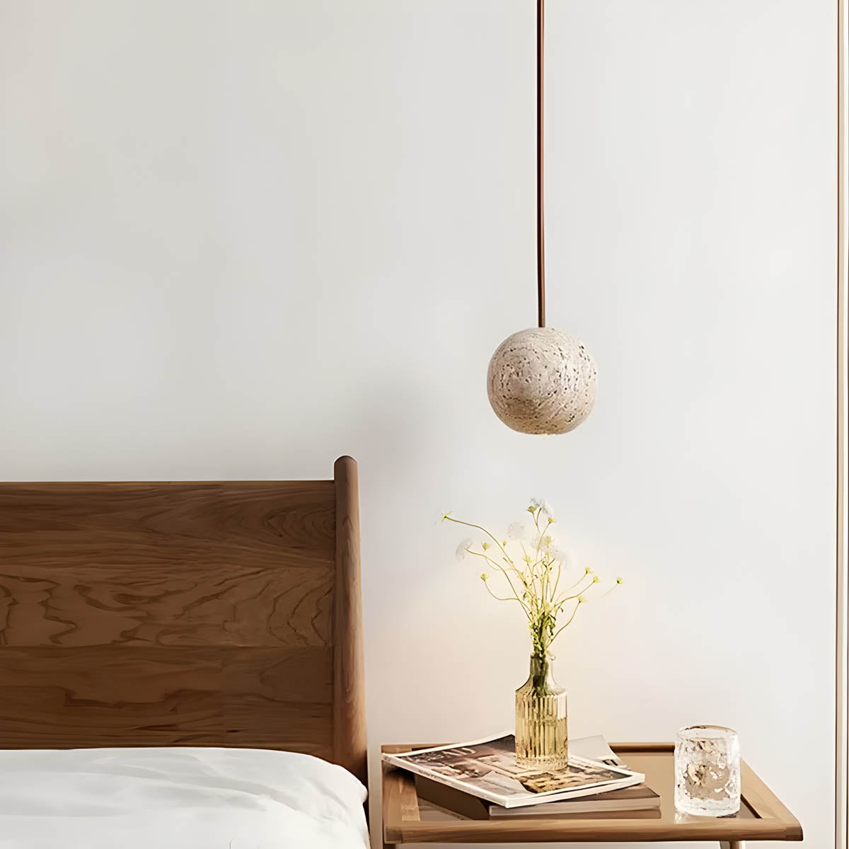 Wickham Drop Travertine Pendant Light — gallery image 6