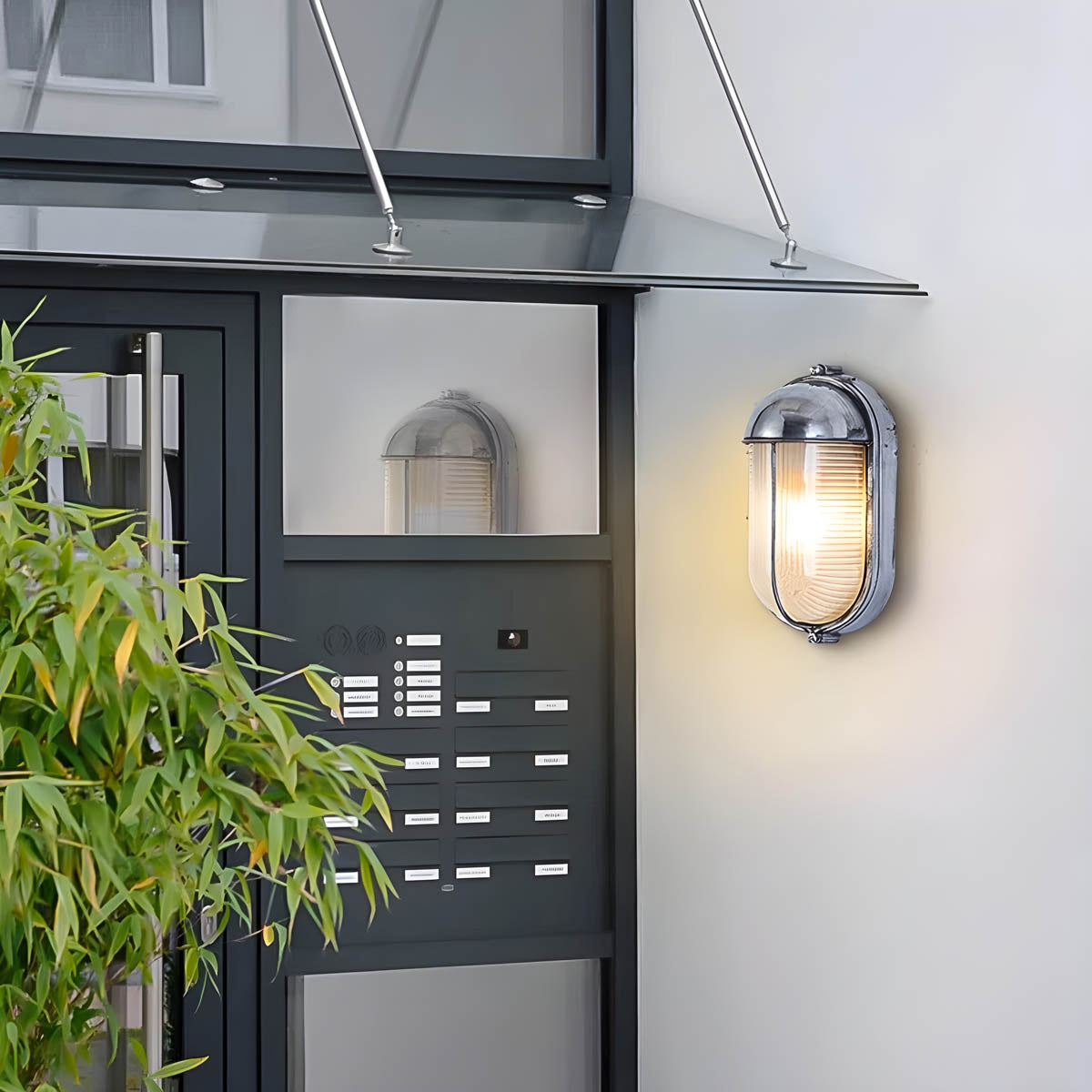 Foxglove Drop Glass Ribbed Outdoor Wall Light — gallery image 7