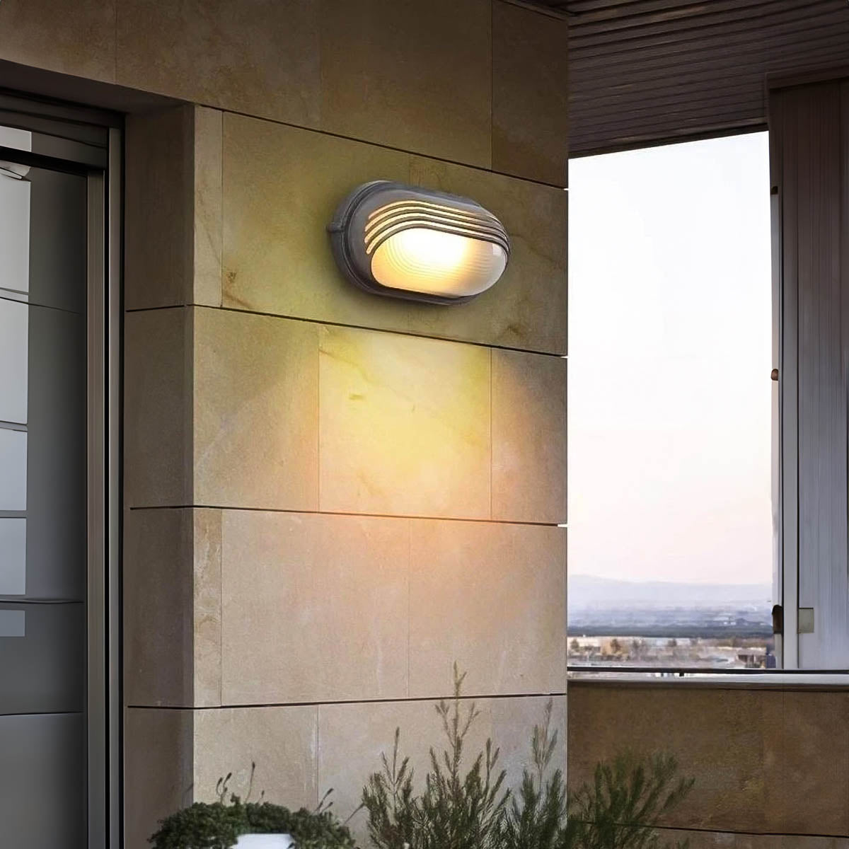 Foxglove Drop Glass Ribbed Outdoor Wall Light — gallery image 6