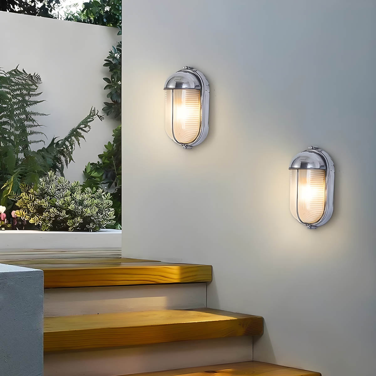 Foxglove Drop Glass Ribbed Outdoor Wall Light — gallery image 12