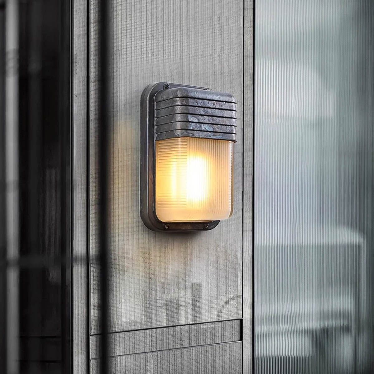 Foxglove Drop Glass Ribbed Outdoor Wall Light — gallery image 5