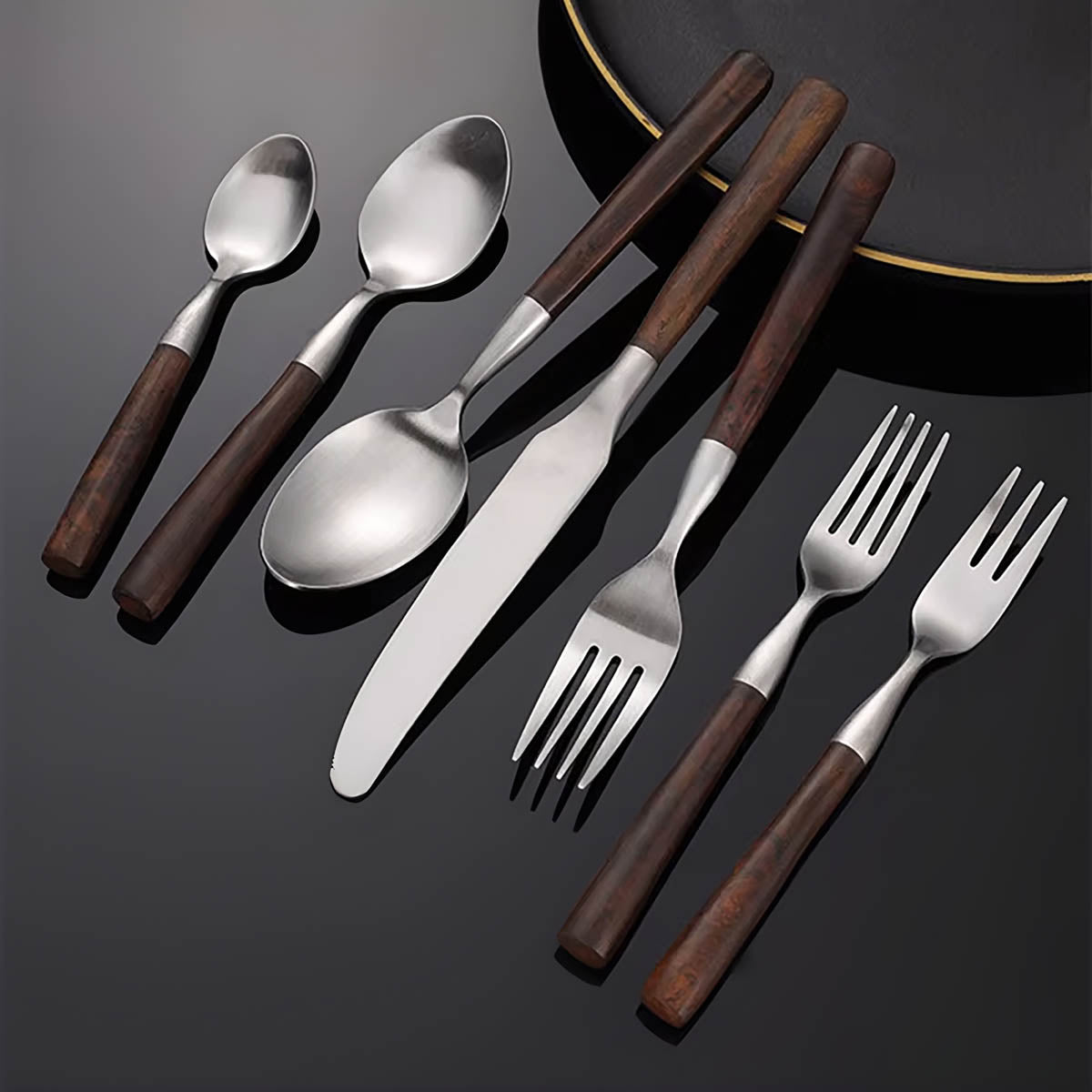 Larchwood Drop Resin Flatware Set — gallery image 3