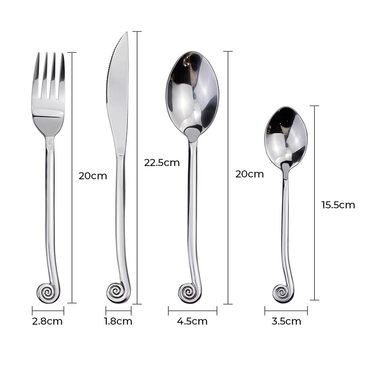 Mapledale Drop Stainless Steel Spiral Flatware Set — gallery image 17