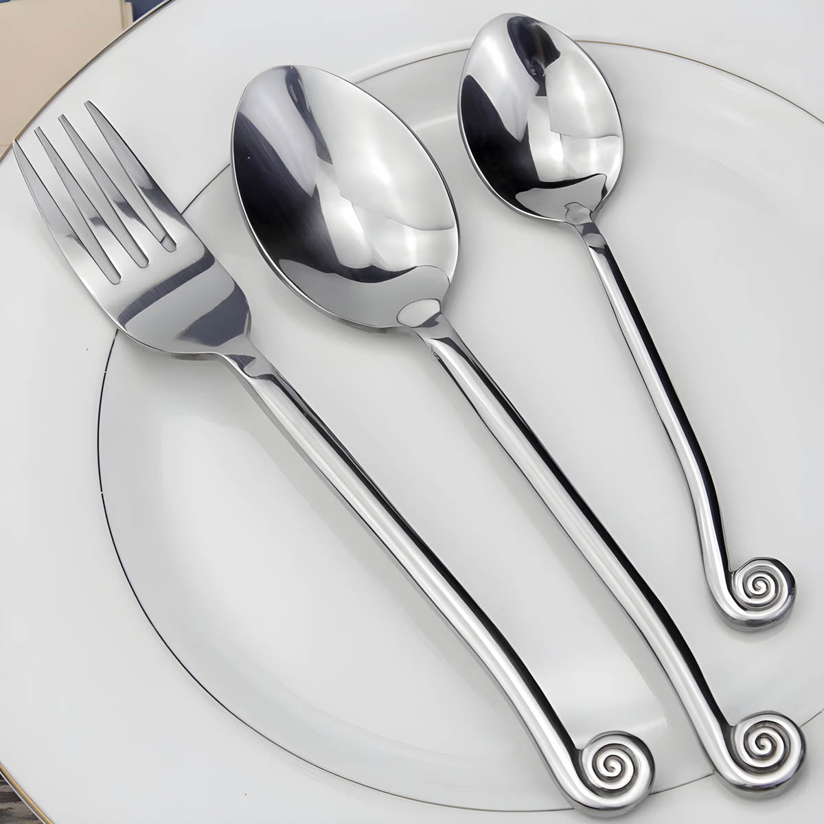 Mapledale Drop Stainless Steel Spiral Flatware Set — gallery image 8