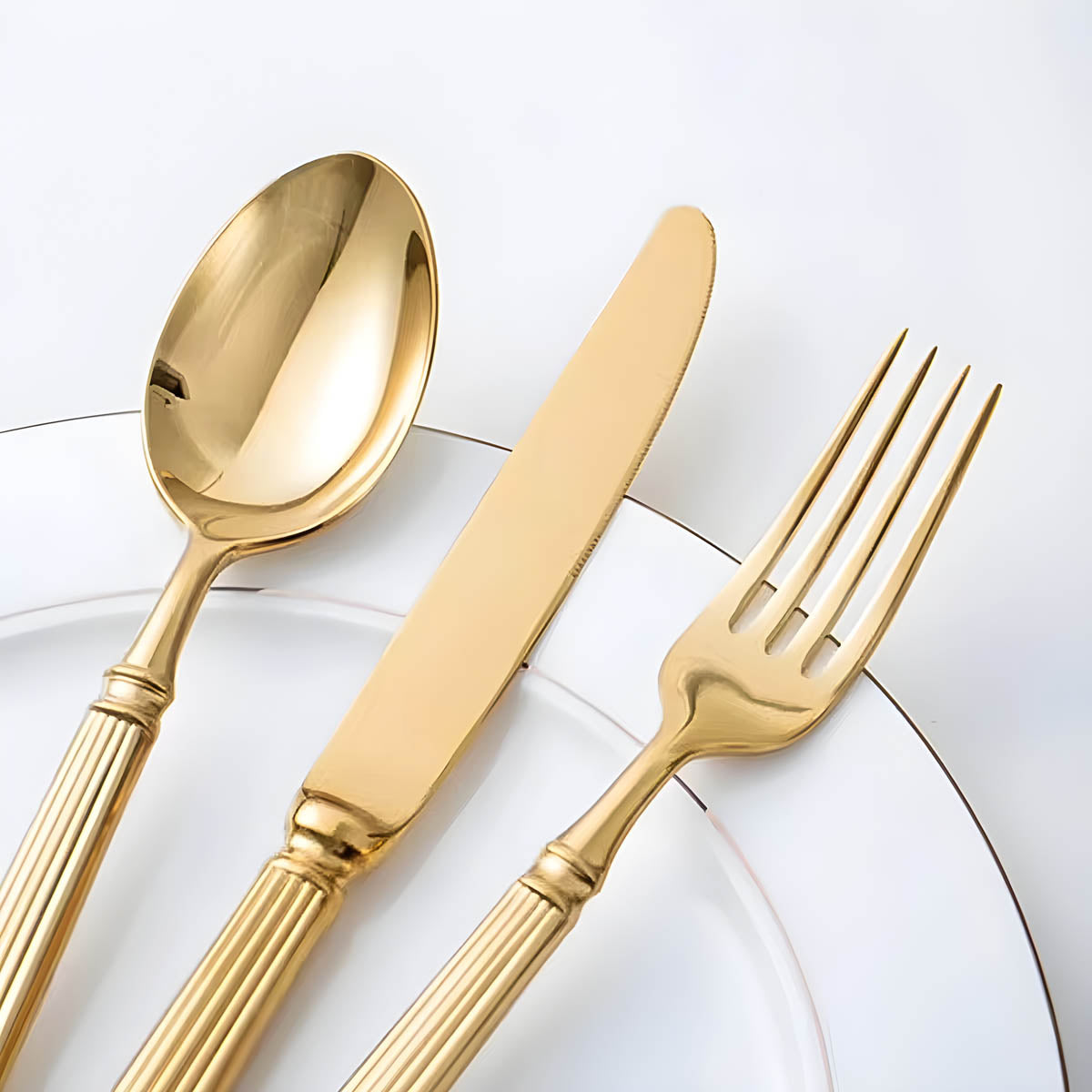 Whitmore Drop Stainless Steel Fluted Flatware Set — gallery image 6