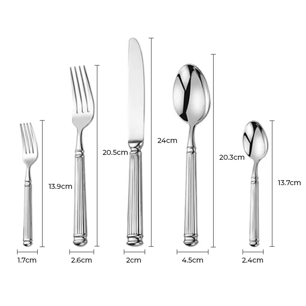 Whitmore Drop Stainless Steel Fluted Flatware Set — gallery image 23
