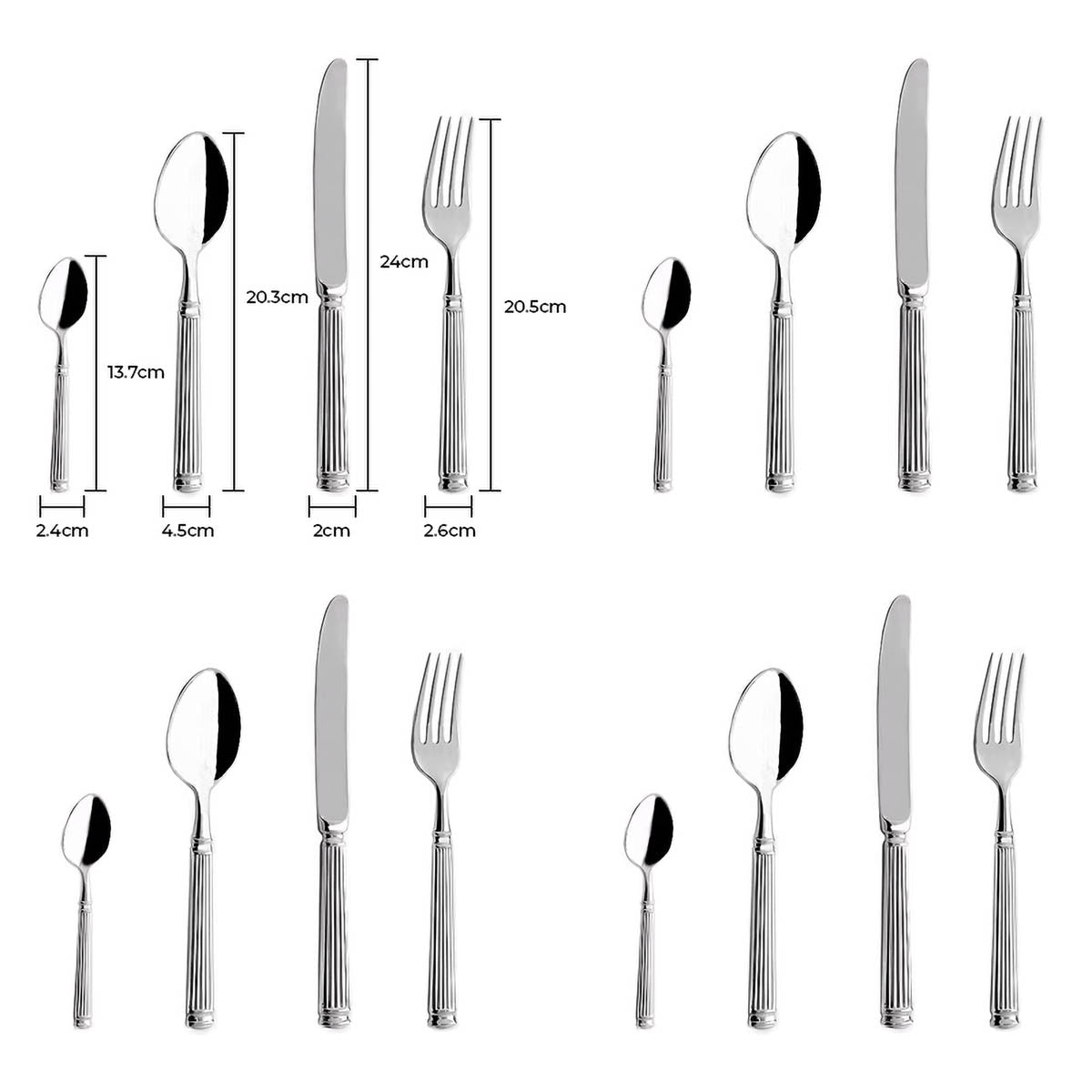 Whitmore Drop Stainless Steel Fluted Flatware Set — gallery image 25