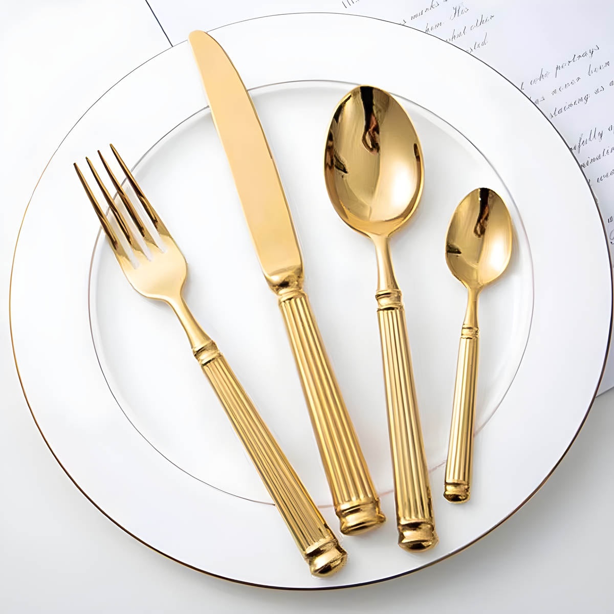 Whitmore Drop Stainless Steel Fluted Flatware Set — gallery image 5