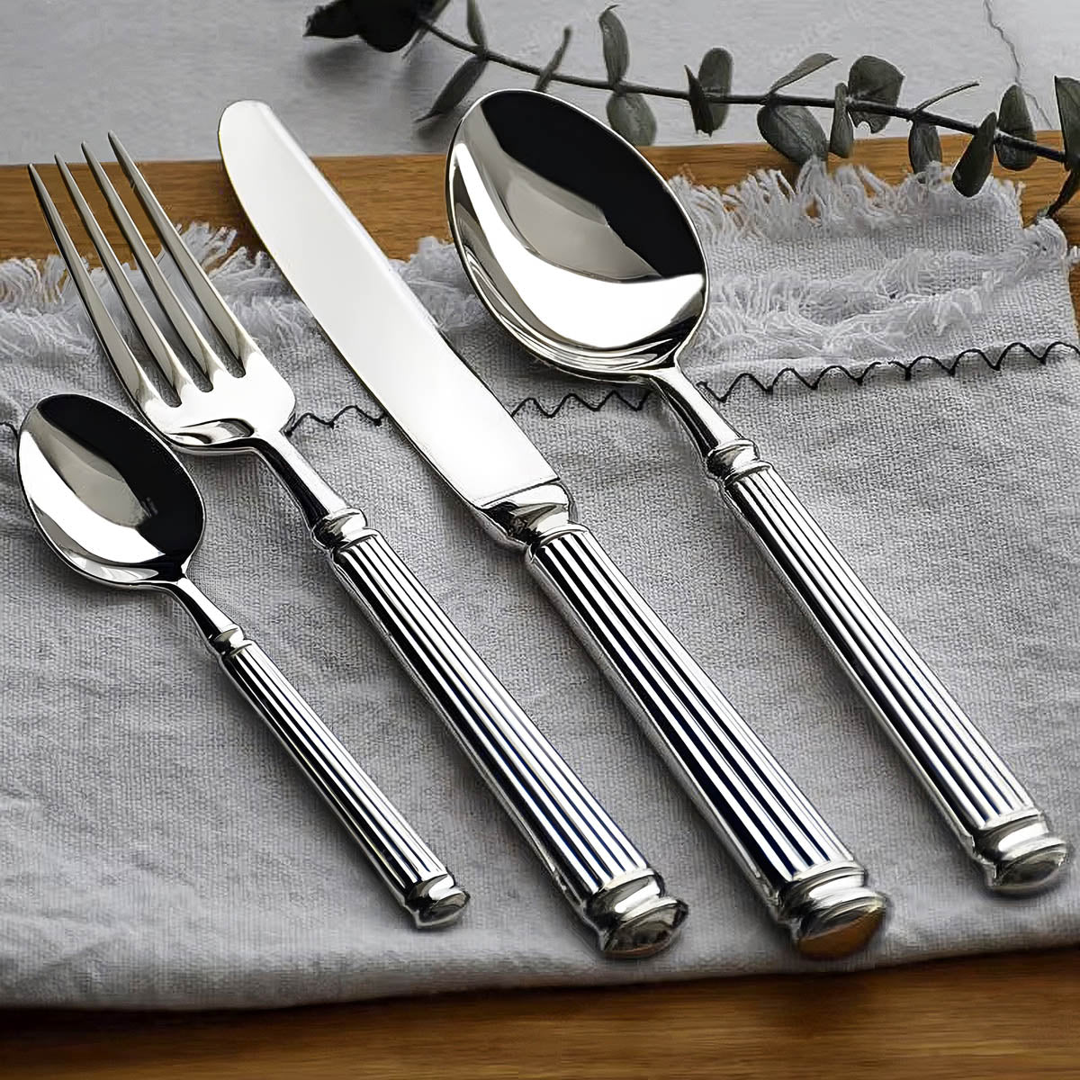 Whitmore Drop Stainless Steel Fluted Flatware Set — gallery image 8