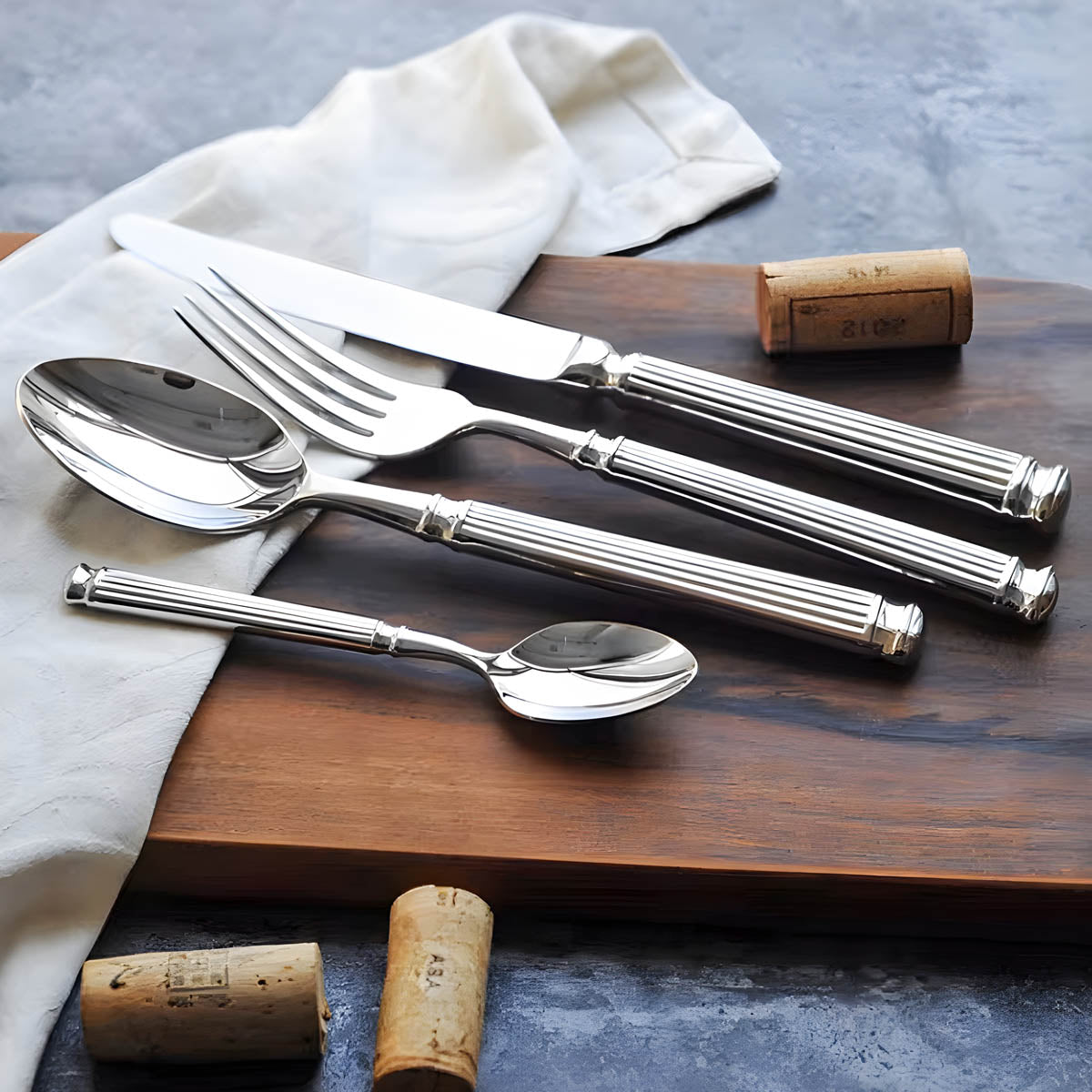Whitmore Drop Stainless Steel Fluted Flatware Set — gallery image 9