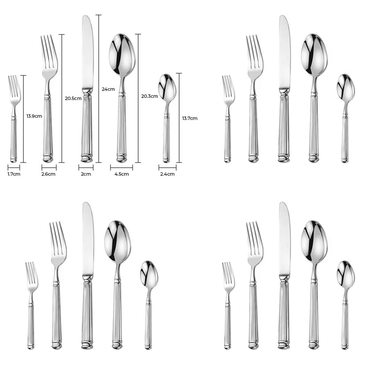 Whitmore Drop Stainless Steel Fluted Flatware Set — gallery image 20