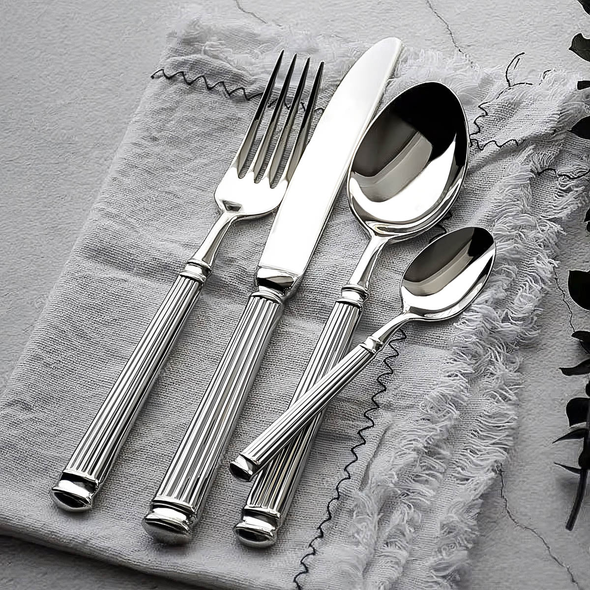 Whitmore Drop Stainless Steel Fluted Flatware Set — gallery image 7