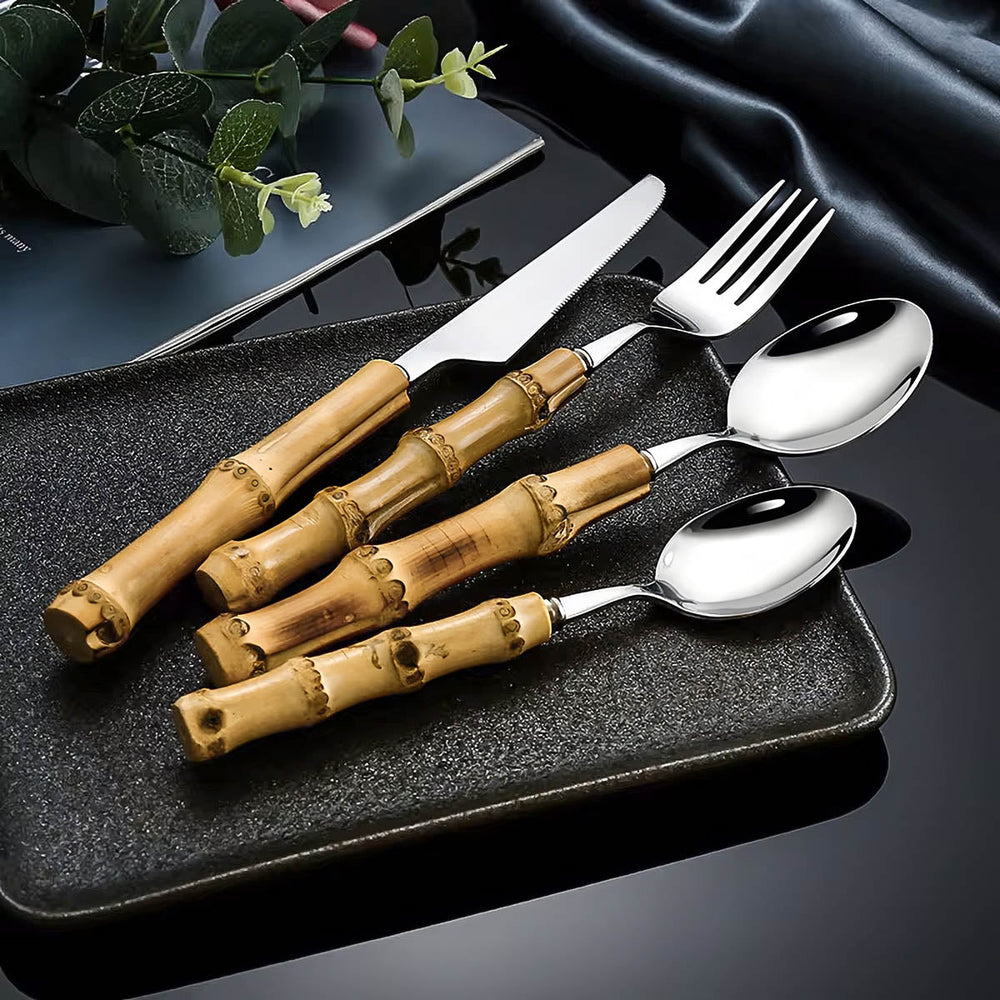 Ashford Curve Bamboo Flatware Set — gallery image 4