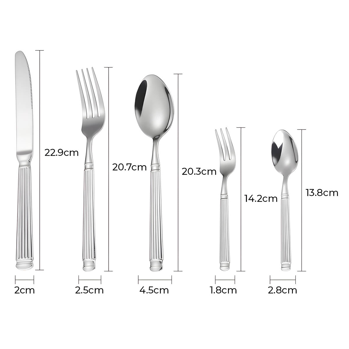 Cedar Curve Stainless Steel Linear Flatware Set — gallery image 13