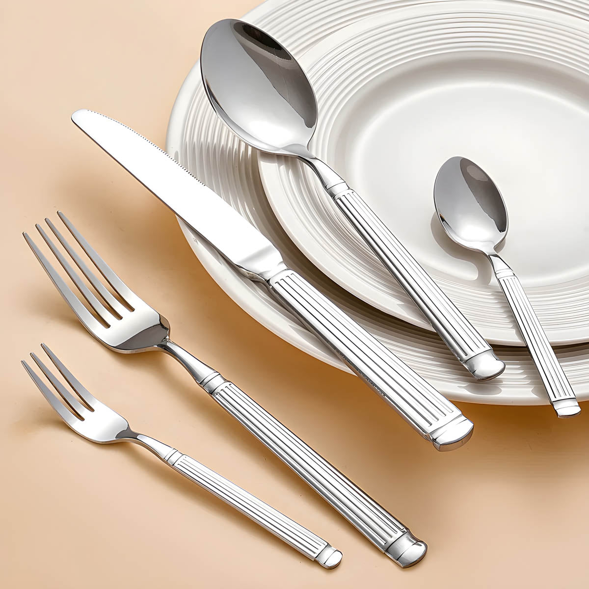 Cedar Curve Stainless Steel Linear Flatware Set — gallery image 3