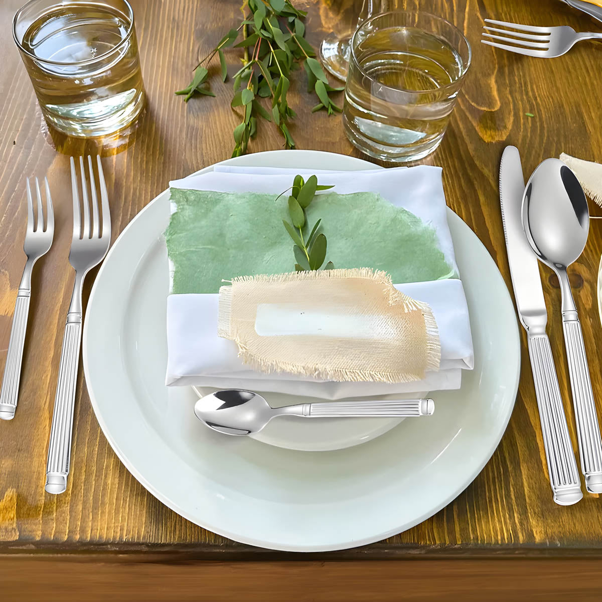 Cedar Curve Stainless Steel Linear Flatware Set — gallery image 5