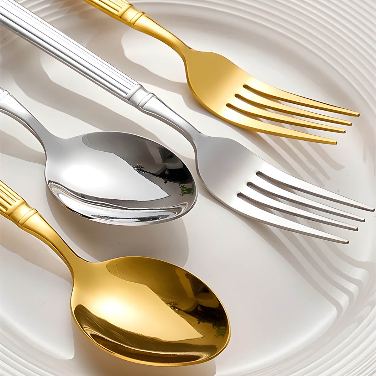 Cedar Curve Stainless Steel Linear Flatware Set — gallery image 9