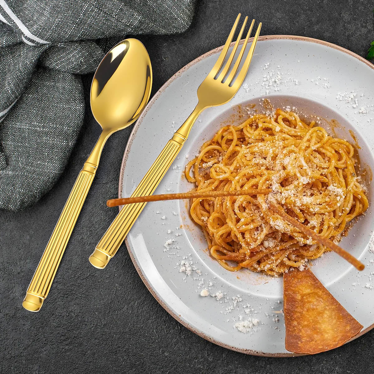 Cedar Curve Stainless Steel Linear Flatware Set — gallery image 6