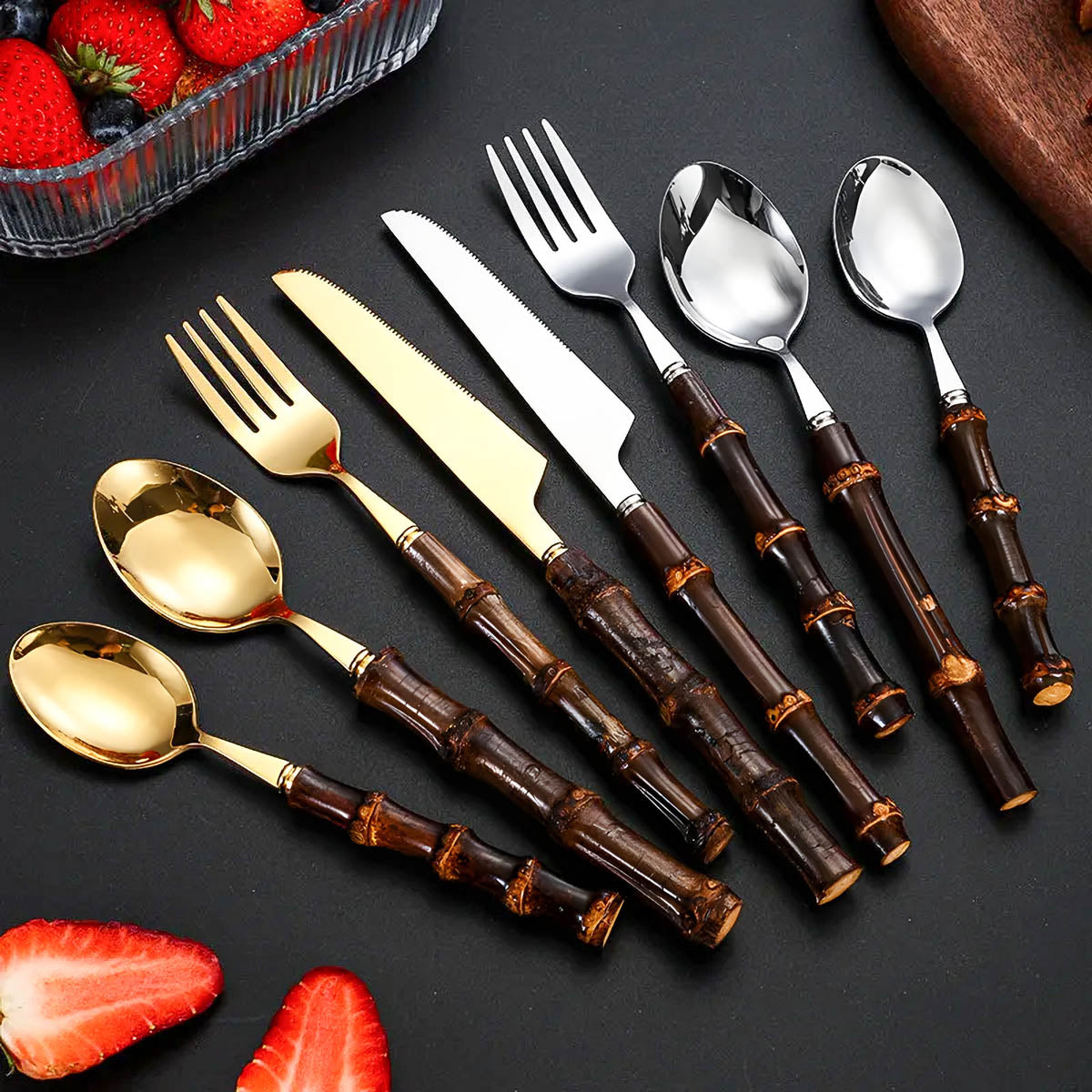 Rowan Curve Bamboo Flatware Set — gallery image 2