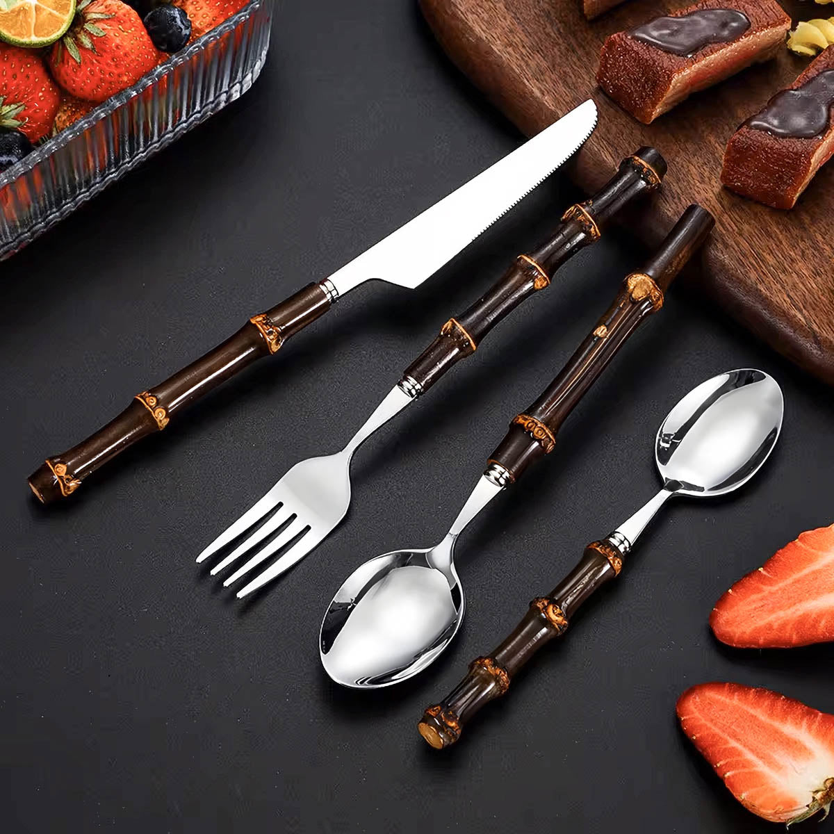 Rowan Curve Bamboo Flatware Set — gallery image 5