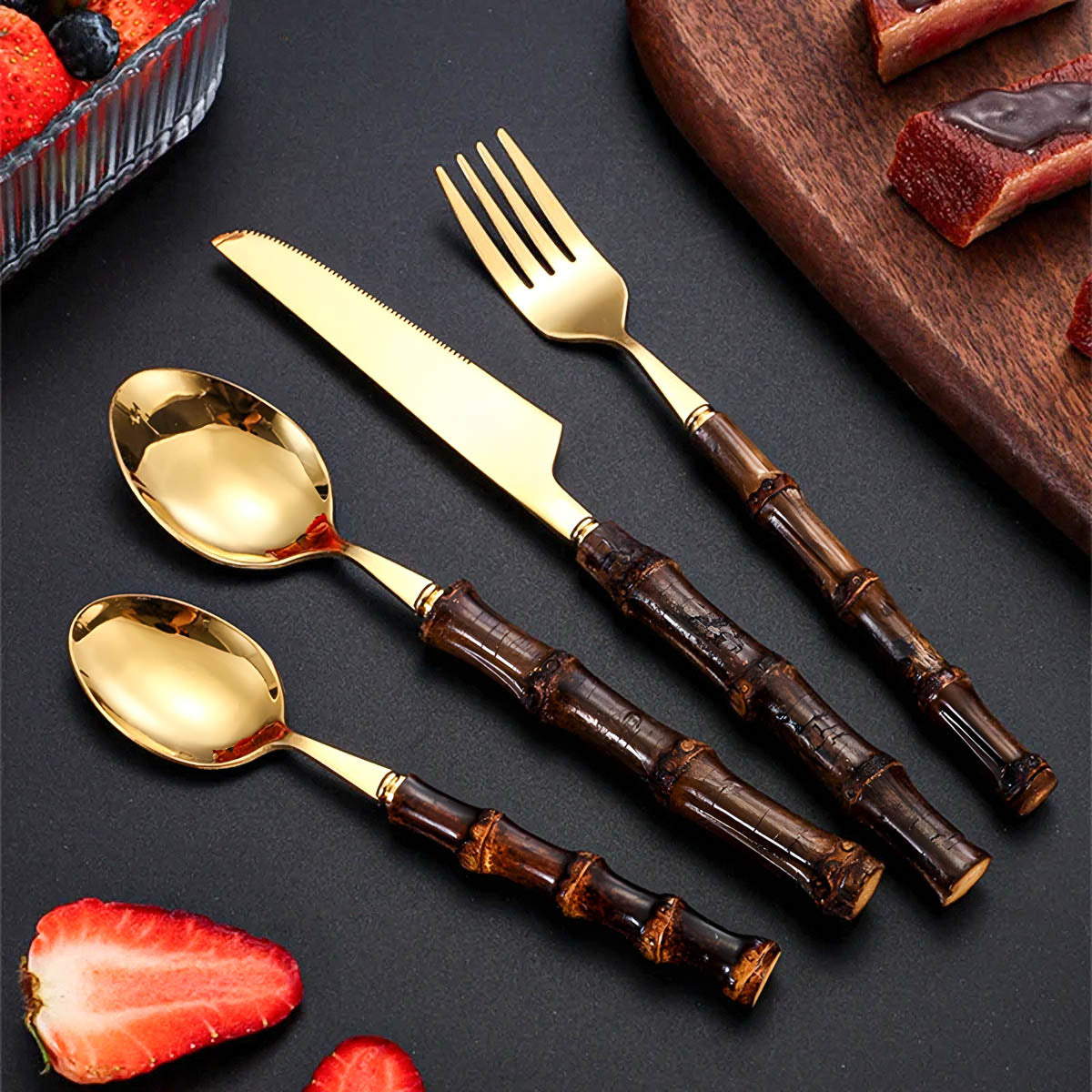 Rowan Curve Bamboo Flatware Set — gallery image 3