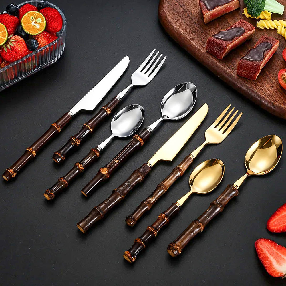 Rowan Curve Bamboo Flatware Set — gallery image 4