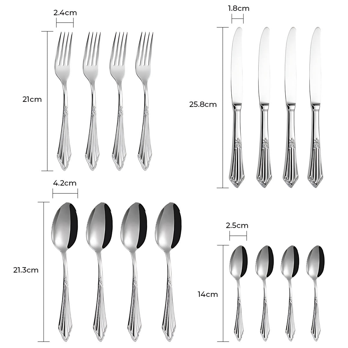 Clover Curve Stainless Steel Flatware Set — gallery image 23