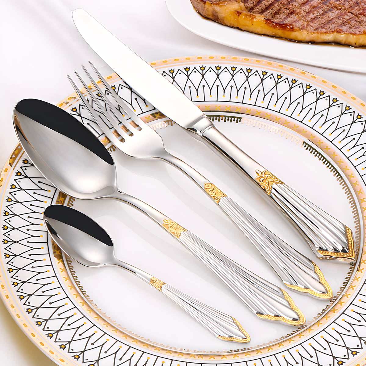 Clover Curve Stainless Steel Flatware Set — gallery image 2
