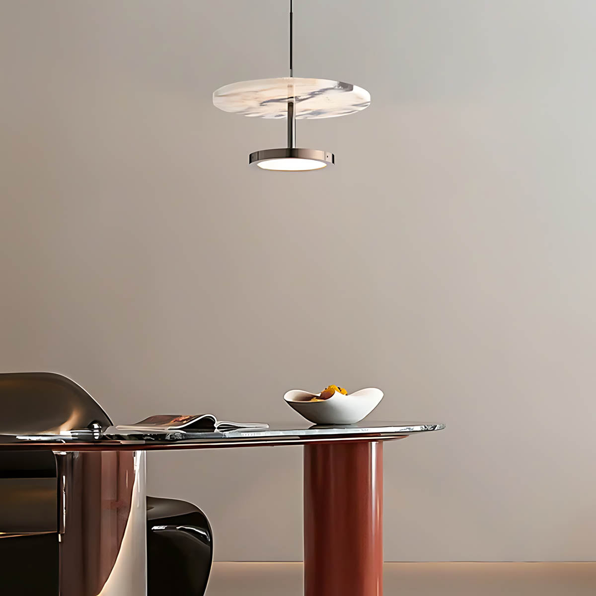 Haddon Curve Marble Pendant Light — gallery image 5